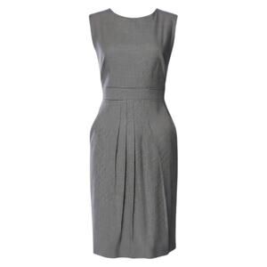 AKRIS PUNTO Wool Dress 12 Pockets Lined Houndstooth Pleats Classic Tailored Chic